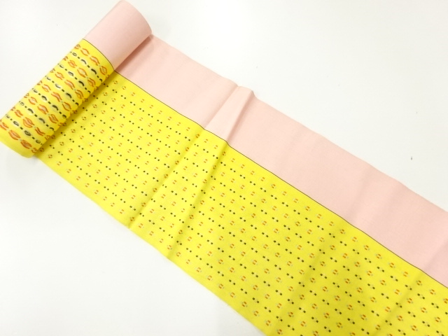 JAPANESE KIMONO / ANTIQUE BOLT FOR OBI / WOVEN STRIPE & ABSTRACT PATTERN